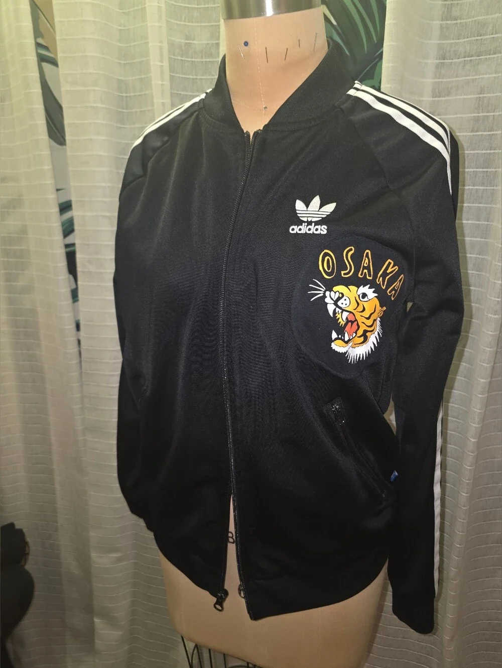adidas Black Track Jacket with Yellow Osaka Tiger Patch
